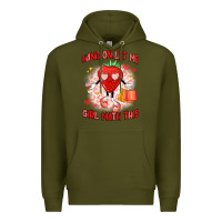 Army Green hang on,let me girl math this Premium Hoodie - Artiststas