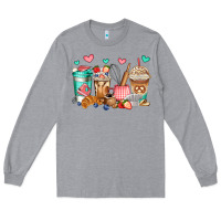 Heather Grey baking coffee cups Long Sleeve Tee - Jasminsmagicworld