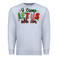 Heather Grey o come let us adore him christmas Premium Sweatshirt - MaliasSmallBusiness