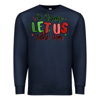 Navy o come let us adore him christmas Premium Sweatshirt - MaliasSmallBusiness