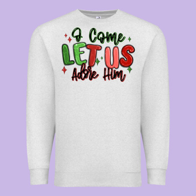 O Come Let Us Adore Him Christmas Premium Sweatshirt Designed By Maliassmallbusiness