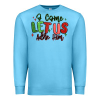 Ocean Blue o come let us adore him christmas Premium Sweatshirt - MaliasSmallBusiness