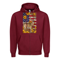 Burgundy Western American Deer Zipper Hoodie - LillyAllenDesigns