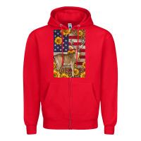 Red Western American Deer Zipper Hoodie - LillyAllenDesigns