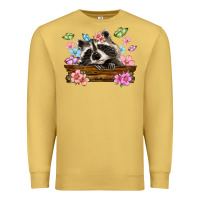 Antique Gold raccoon with flowers Premium Sweatshirt - MaliasSmallBusiness