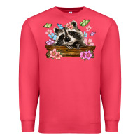 Cardinal raccoon with flowers Premium Sweatshirt - MaliasSmallBusiness
