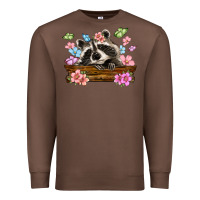 Chestnut raccoon with flowers Premium Sweatshirt - MaliasSmallBusiness