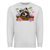 Dove Grey raccoon with flowers Premium Sweatshirt - MaliasSmallBusiness