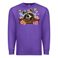 Purple raccoon with flowers Premium Sweatshirt - MaliasSmallBusiness