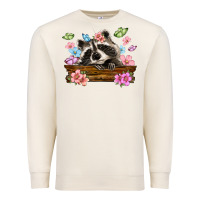 Sandshell raccoon with flowers Premium Sweatshirt - MaliasSmallBusiness