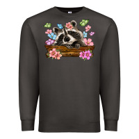 Smoke raccoon with flowers Premium Sweatshirt - MaliasSmallBusiness