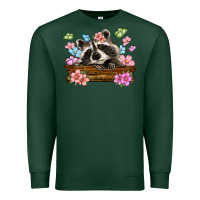 Raccoon With Flowers Premium Sweatshirt | Teevron