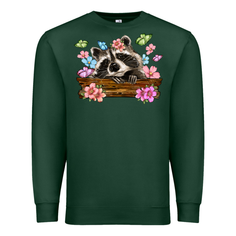 Raccoon With Flowers Premium Sweatshirt by MaliasSmallBusiness | Teevron
