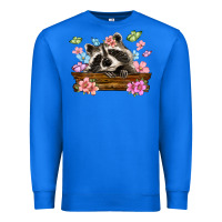 True Royal raccoon with flowers Premium Sweatshirt - MaliasSmallBusiness