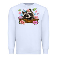White raccoon with flowers Premium Sweatshirt - MaliasSmallBusiness