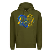 Army Green world down syndrome day heart Premium Hoodie - Artiststas