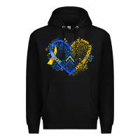 Black world down syndrome day heart Premium Hoodie - Artiststas