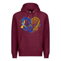 Burgundy world down syndrome day heart Premium Hoodie - Artiststas