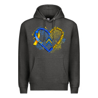 Charcoal Heather world down syndrome day heart Premium Hoodie - Artiststas