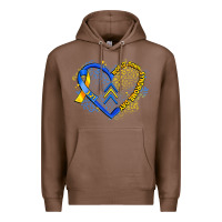 Chestnut world down syndrome day heart Premium Hoodie - Artiststas