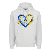 Dove Grey world down syndrome day heart Premium Hoodie - Artiststas