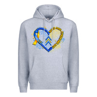 Heather Grey world down syndrome day heart Premium Hoodie - Artiststas