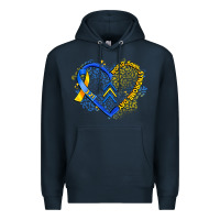 Navy world down syndrome day heart Premium Hoodie - Artiststas