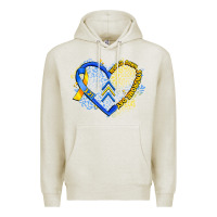 Oatmeal Heather world down syndrome day heart Premium Hoodie - Artiststas