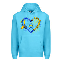 Ocean Blue world down syndrome day heart Premium Hoodie - Artiststas
