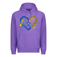 Purple world down syndrome day heart Premium Hoodie - Artiststas