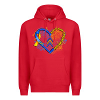 Red world down syndrome day heart Premium Hoodie - Artiststas