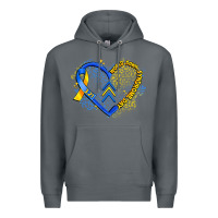 Rock world down syndrome day heart Premium Hoodie - Artiststas