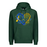 Sports Green world down syndrome day heart Premium Hoodie - Artiststas