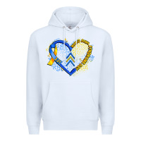 White world down syndrome day heart Premium Hoodie - Artiststas