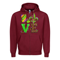Burgundy love mardi gras Zipper Hoodie - Jasminsmagicworld