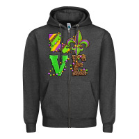 Charcoal Heather love mardi gras Zipper Hoodie - Jasminsmagicworld