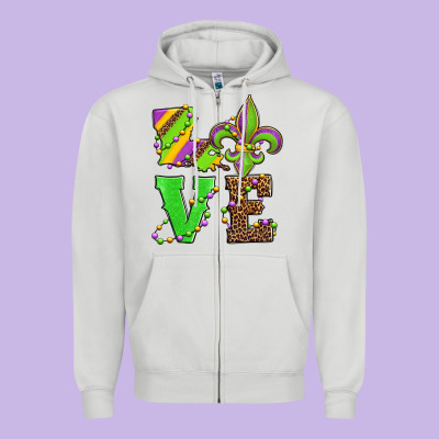 Love Mardi Gras Zipper Hoodie Designed By Jasminsmagicworld