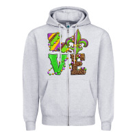 Heather Grey love mardi gras Zipper Hoodie - Jasminsmagicworld