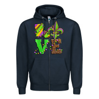 Navy love mardi gras Zipper Hoodie - Jasminsmagicworld