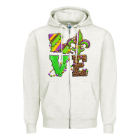 Oatmeal Heather love mardi gras Zipper Hoodie - Jasminsmagicworld