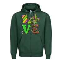 Sports Green love mardi gras Zipper Hoodie - Jasminsmagicworld