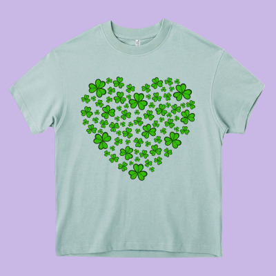 Shamrock Heart Heavy Core Tee Designed By Artiststas