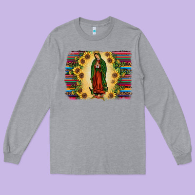 Serape Our Lady Of Guadalupe Long Sleeve Tee Designed By Jahusdesignshop