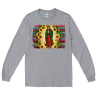 Heather Grey serape our lady of guadalupe Long Sleeve Tee - JahusDesignShop