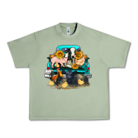 Oil Green farm truck farm animals Urban Heavy Tee - FaDigitalArtStudio