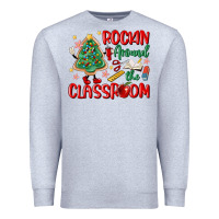 Heather Grey rockin around the clasroom teacher Premium Sweatshirt - MaliasSmallBusiness