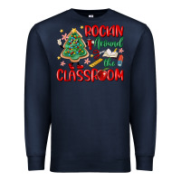 Navy rockin around the clasroom teacher Premium Sweatshirt - MaliasSmallBusiness