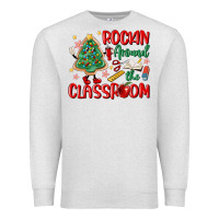 Oatmeal Heather rockin around the clasroom teacher Premium Sweatshirt - MaliasSmallBusiness