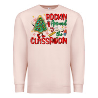 Pale Pink rockin around the clasroom teacher Premium Sweatshirt - MaliasSmallBusiness