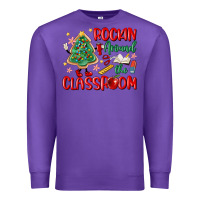 Purple rockin around the clasroom teacher Premium Sweatshirt - MaliasSmallBusiness